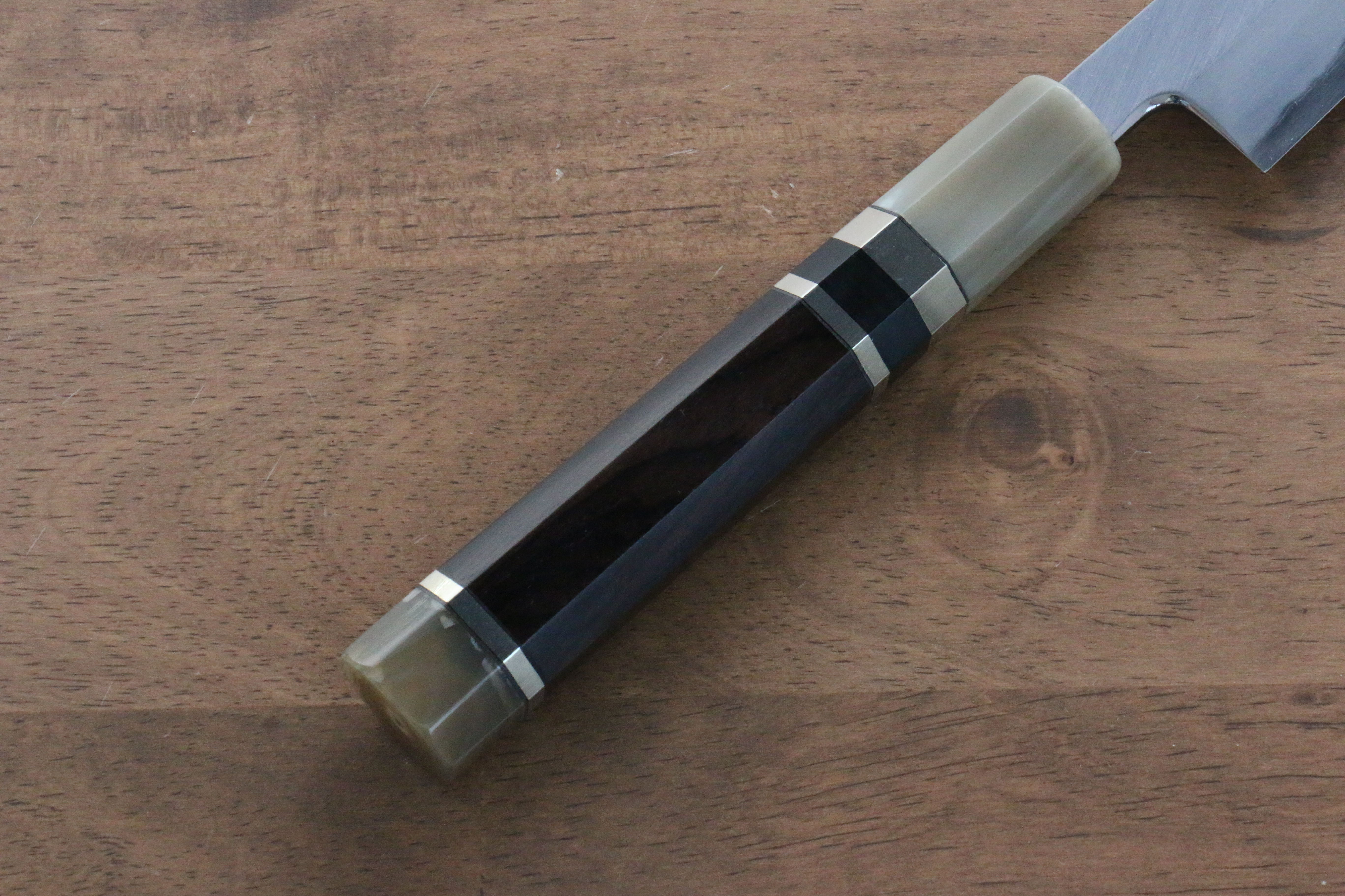 Jikko Shiko White Steel Sakimaru Yanagiba 240mm Ebony with Double Ring Handle - Seisuke Knife