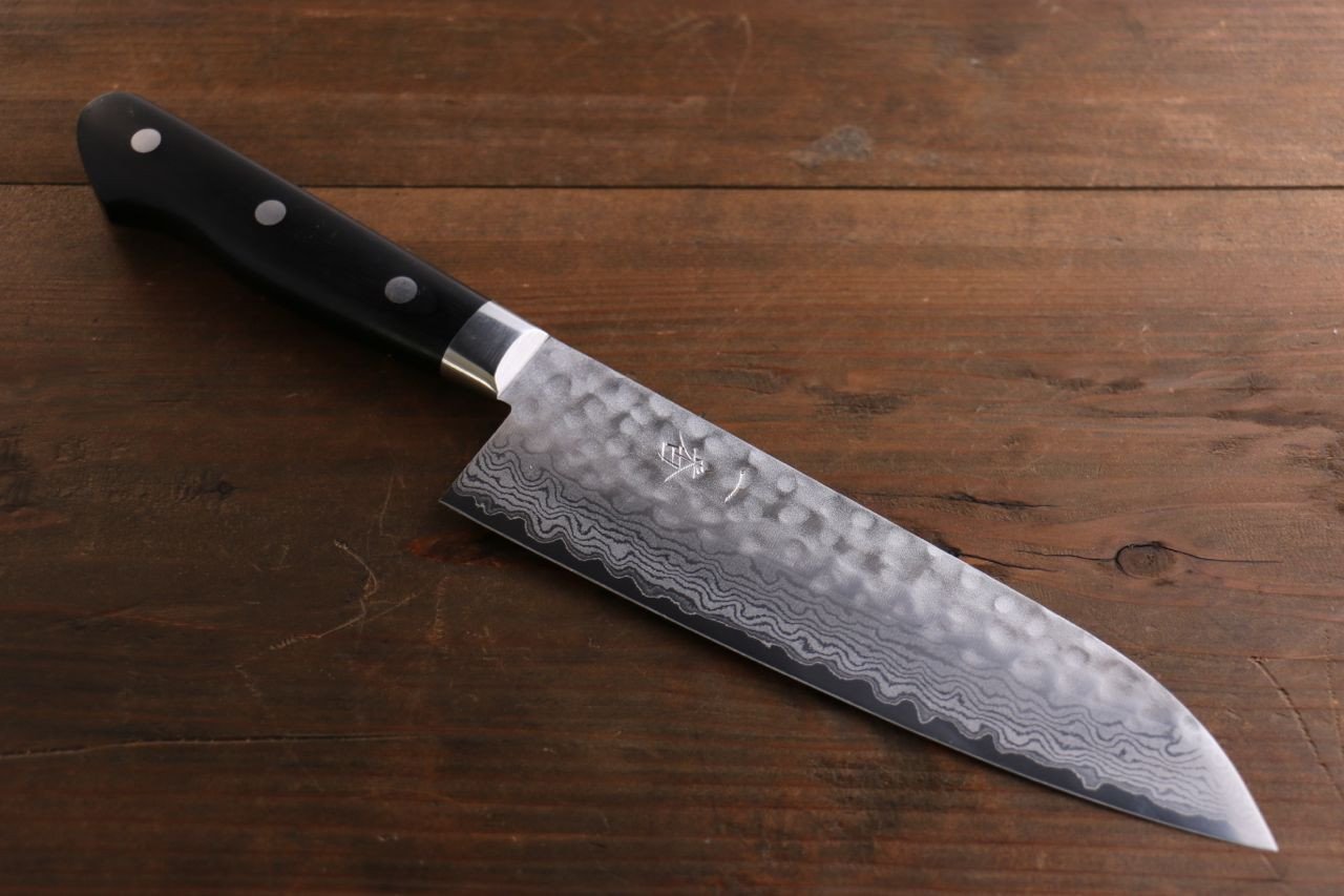 Seisuke VG10 17 Layer Damascus Santoku 180mm Pakka wood Handle - Seisuke Knife
