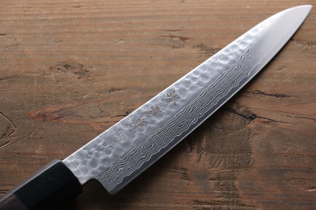 Sakai Takayuki AUS10 45 Layer Damascus Japanese Chef's Petty Knife 150mm with Shitan Handle - Seisuke Knife