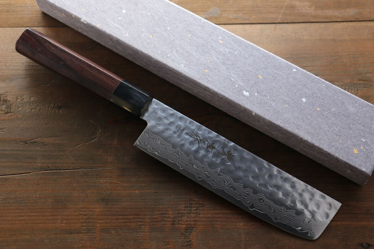Sakai Takayuki 45 Layer Damascus Nakiri 160mm with Shitan Handle - Seisuke Knife