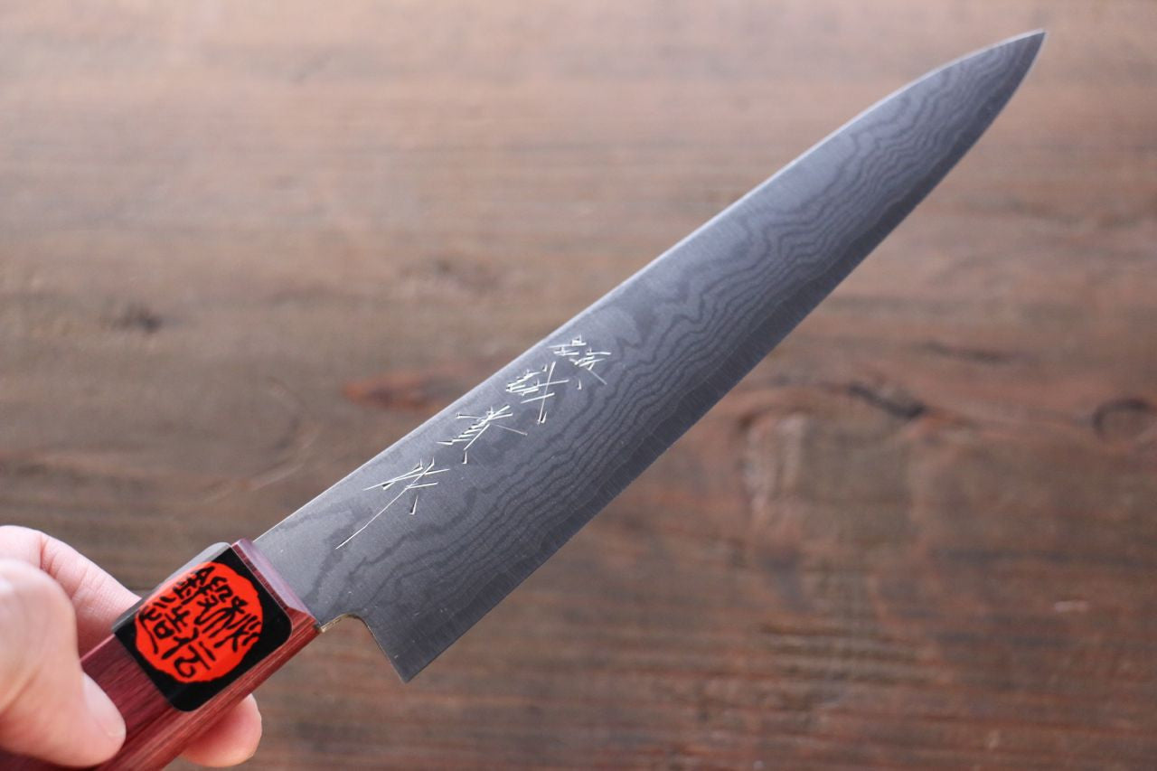 Shigeki Tanaka VG10 17 Layer Damascus Petty-Utility 150mm Red Pakka wood Handle - Seisuke Knife