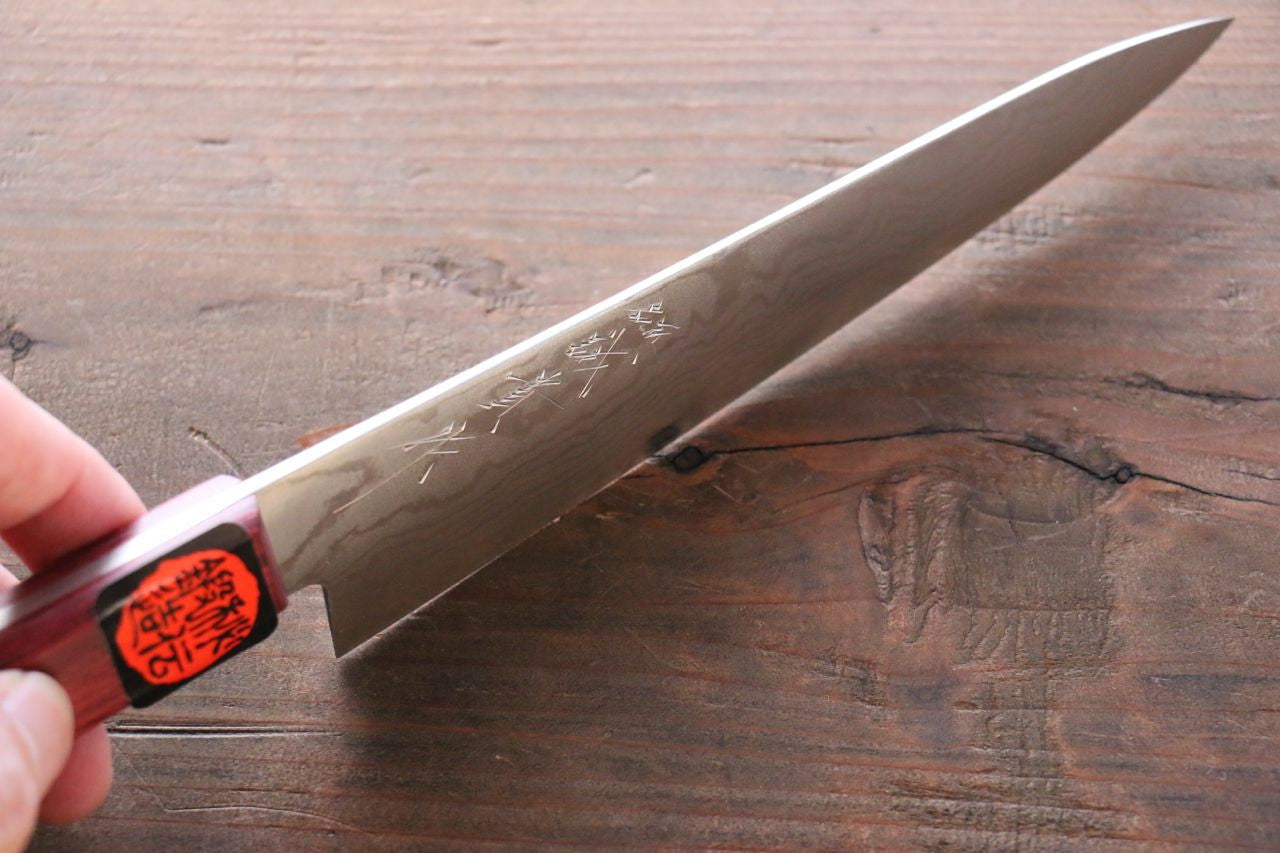 Shigeki Tanaka VG10 17 Layer Damascus Petty-Utility 150mm Red Pakka wood Handle - Seisuke Knife