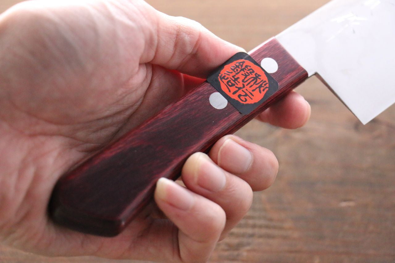 Shigeki Tanaka VG10 17 Layer Damascus Nakiri 160mm Red Pakka wood Handle - Seisuke Knife