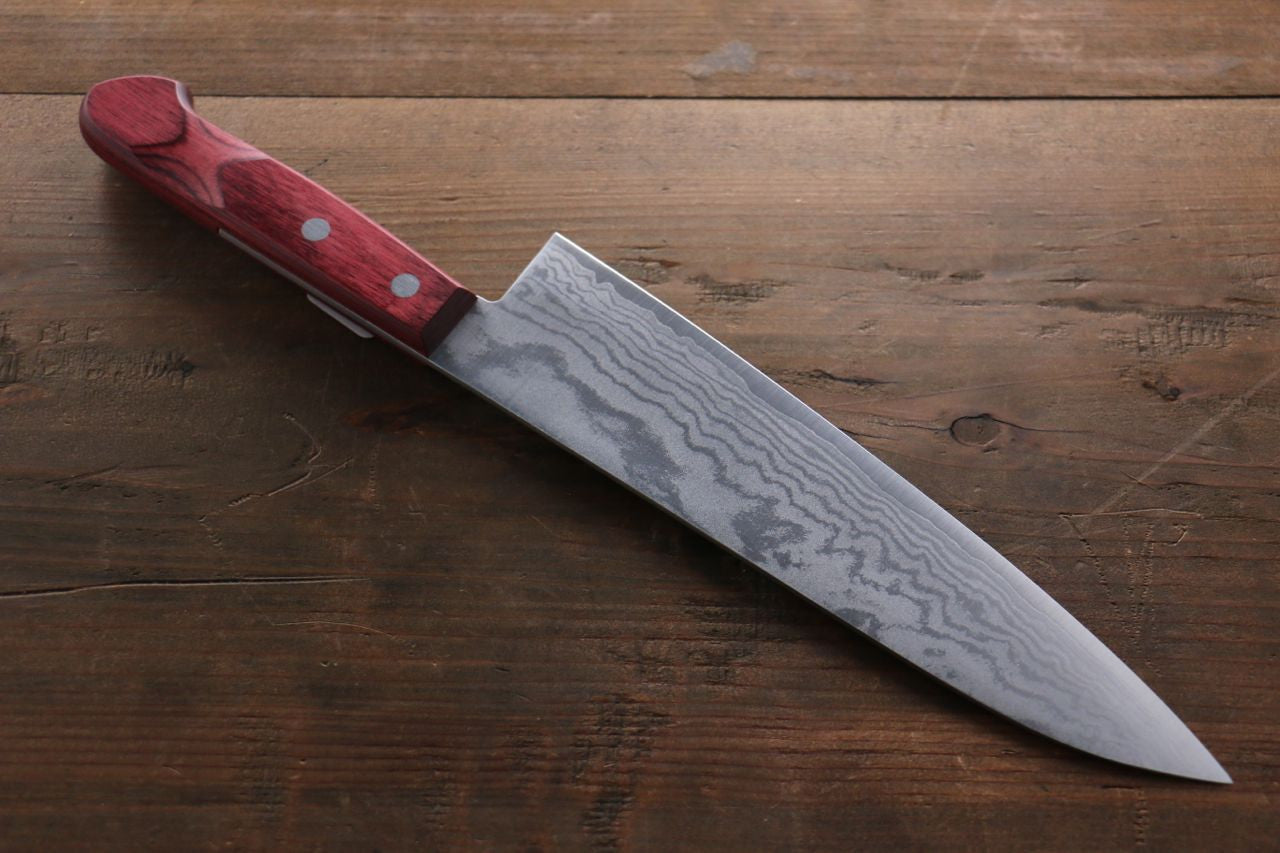 Shigeki Tanaka VG10 17 Layer Damascus Gyuto 180mm Red Pakka wood Handle - Seisuke Knife