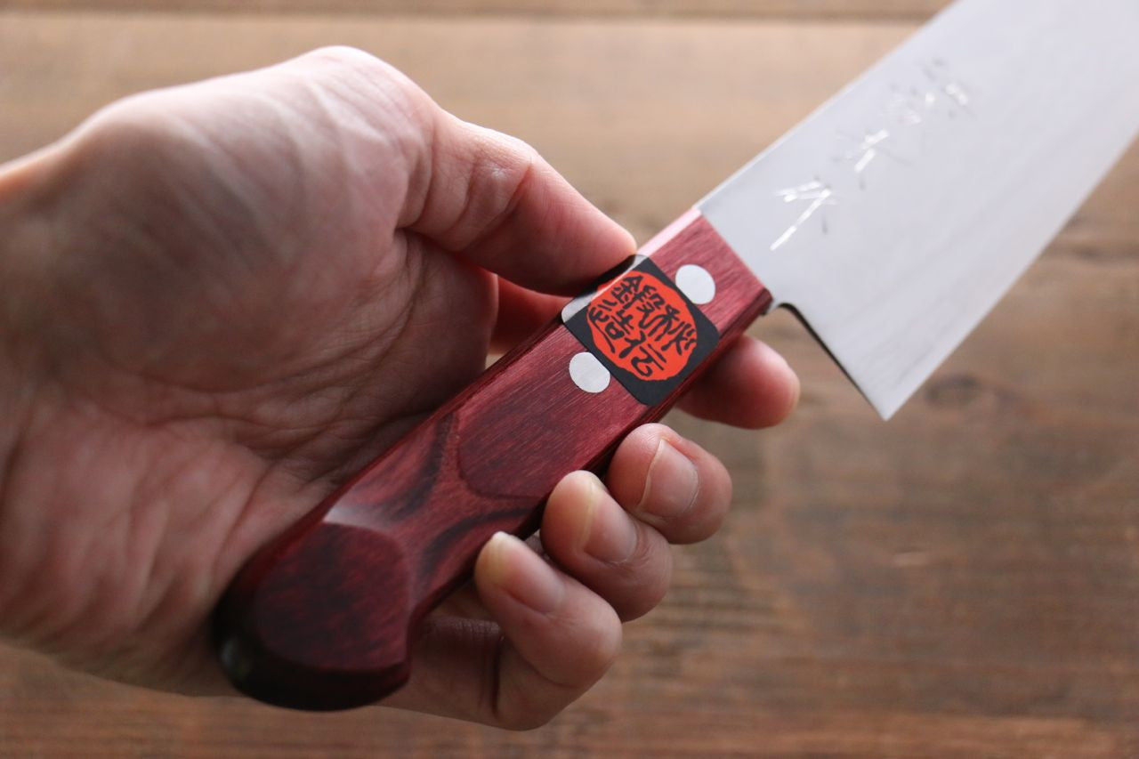 Shigeki Tanaka VG10 17 Layer Damascus Gyuto 180mm Red Pakka wood Handle - Seisuke Knife