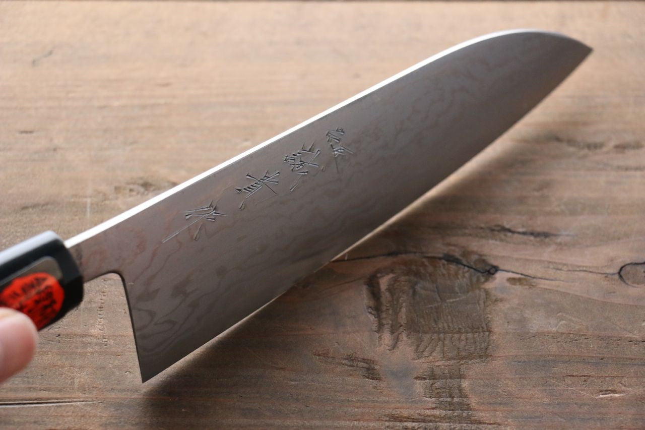 Shigeki Tanaka Blue Steel No.2 17 Layer Damascus Japanese Santoku Knife 165mm Magnolia & Water Buffalo Horn Handle - Seisuke Knife