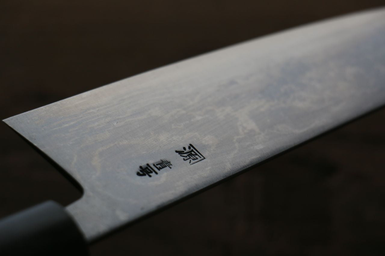 Shigeki Tanaka Blue Steel No.2 17 Layer Damascus Japanese Santoku Knife 165mm Magnolia & Water Buffalo Horn Handle - Seisuke Knife
