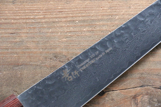 Sakai Takayuki VG10 33 Layer Damascus Sujihiki Japanese Chef Knife 240mm with Keyaki Elm Handle - Seisuke Knife