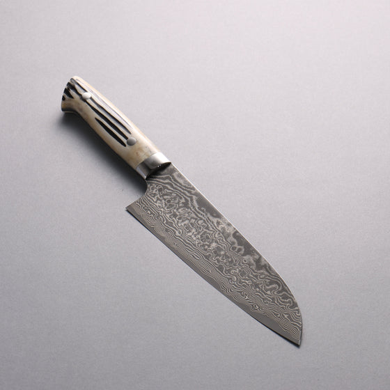 Takeshi Saji SG2 Black Damascus Santoku  180mm White Deer Horn Handle - Seisuke Knife