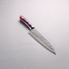 Takeshi Saji SRS13 Hammered(Maru) Damascus Kiritsuke Gyuto  210mm Purple Red White Acrylic Handle - Seisuke Knife - Slide 1