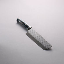  Takeshi Saji SPG STRIX Hammered Migaki Finished Nakiri  165mm White Blue Brown Acrylic Handle - Seisuke Knife