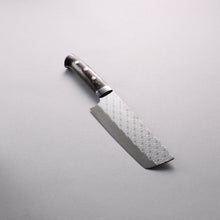  Takeshi Saji SPG STRIX Hammered Migaki Finished Nakiri  165mm Purple White Gold Marble Acrylic Handle - Seisuke Knife