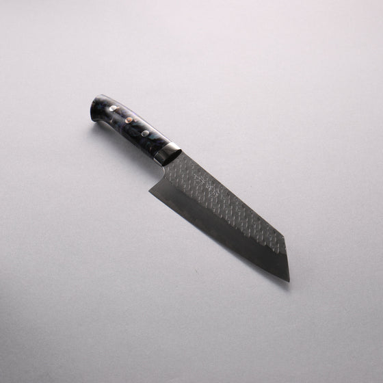 Takeshi Saji SPG STRIX Hammered Migaki Finished Bunka  180mm Purple White Gold Marble Acrylic Handle - Seisuke Knife