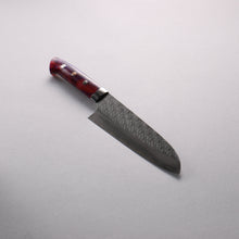  Takeshi Saji SPG STRIX Hammered Migaki Finished Santoku  180mm Purple Red White Acrylic Handle - Seisuke Knife