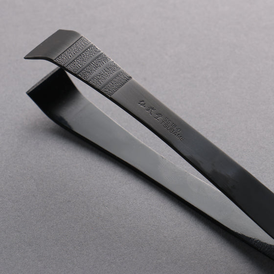 Kanto Style Rounded Black Oxidized Steel Fishbone Tweezers 120mm - Seisuke Knife