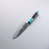 Daisuke Nishida White Steel No.1 Hammered Santoku  165mm Rosewood with Siver Rngs and Blue turquoise Ferrule and End Cap Handle - Seisuke Knife