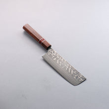  Yoshimi Kato SG2 Black Damascus Nakiri  165mm Rosewood (Red Turquoise Ring) Handle - Seisuke Knife