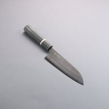  Yoshimi Kato VG10 Nashiji Damascus Santoku  170mm Gray Stablilized Wood (White Ring) Handle - Seisuke Knife