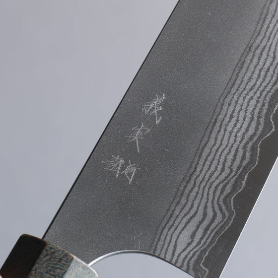 Yoshimi Kato VG10 Nashiji Damascus Bunka  170mm Gray Stablilized Wood (White Ring) Handle - Seisuke Knife