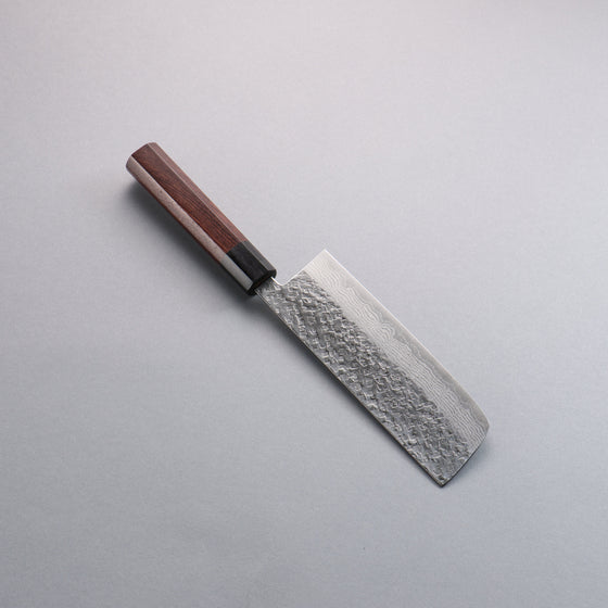 Yoshimi Kato VG10 Damascus Hammered(square) Nakiri  165mm Honduras (ferrule: Black Pakka wood) Handle - Seisuke Knife