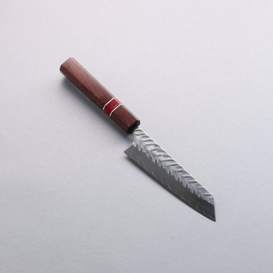 Yoshimi Kato SPG STRIX Hammered (V) Small Bunka  130mm Rosewood (Red Turquoise Ring) Handle - Seisuke Knife