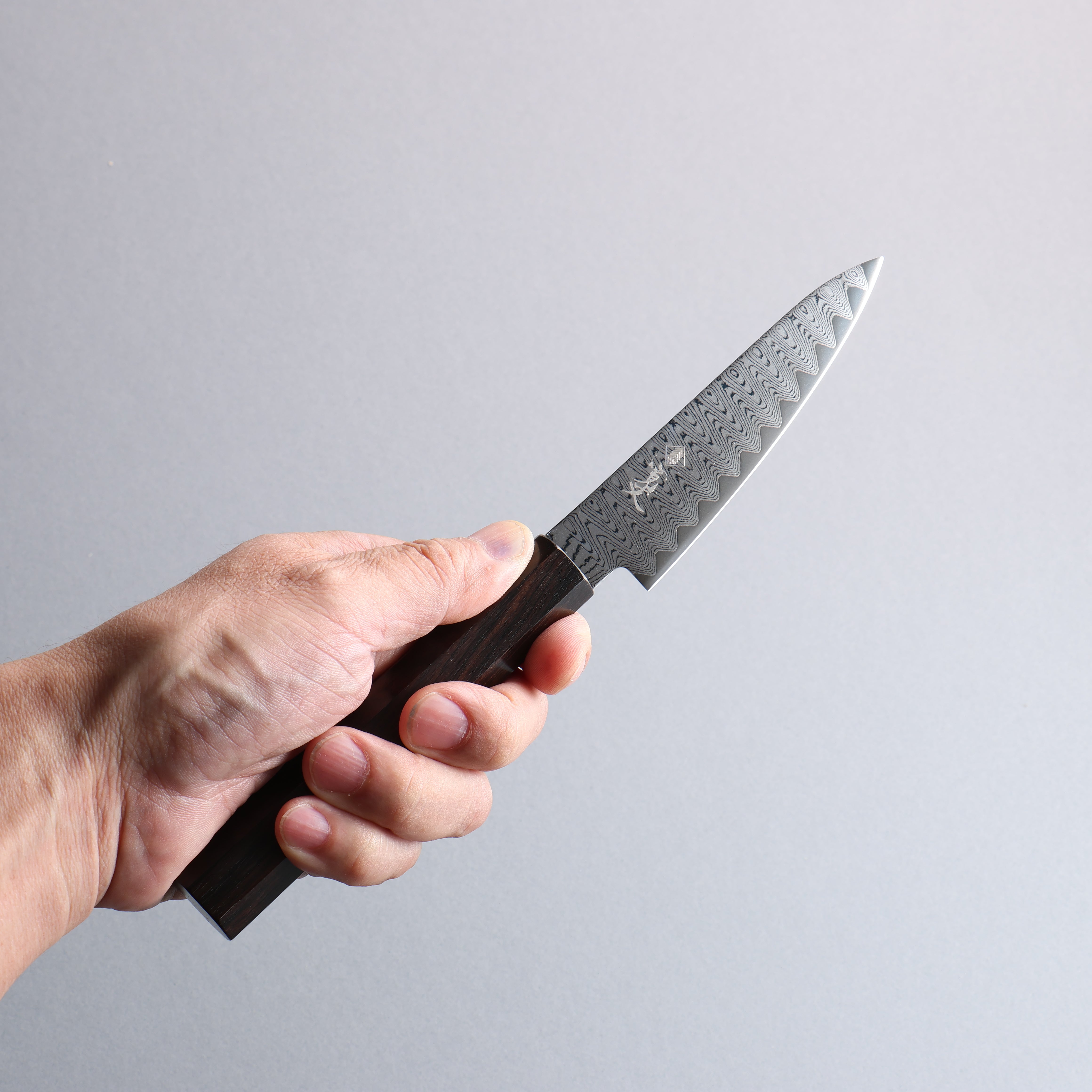 Kanjyo VG10 Damascus Migaki Petty-Utility 105mm Ebony Wood Handle - Seisuke Knife