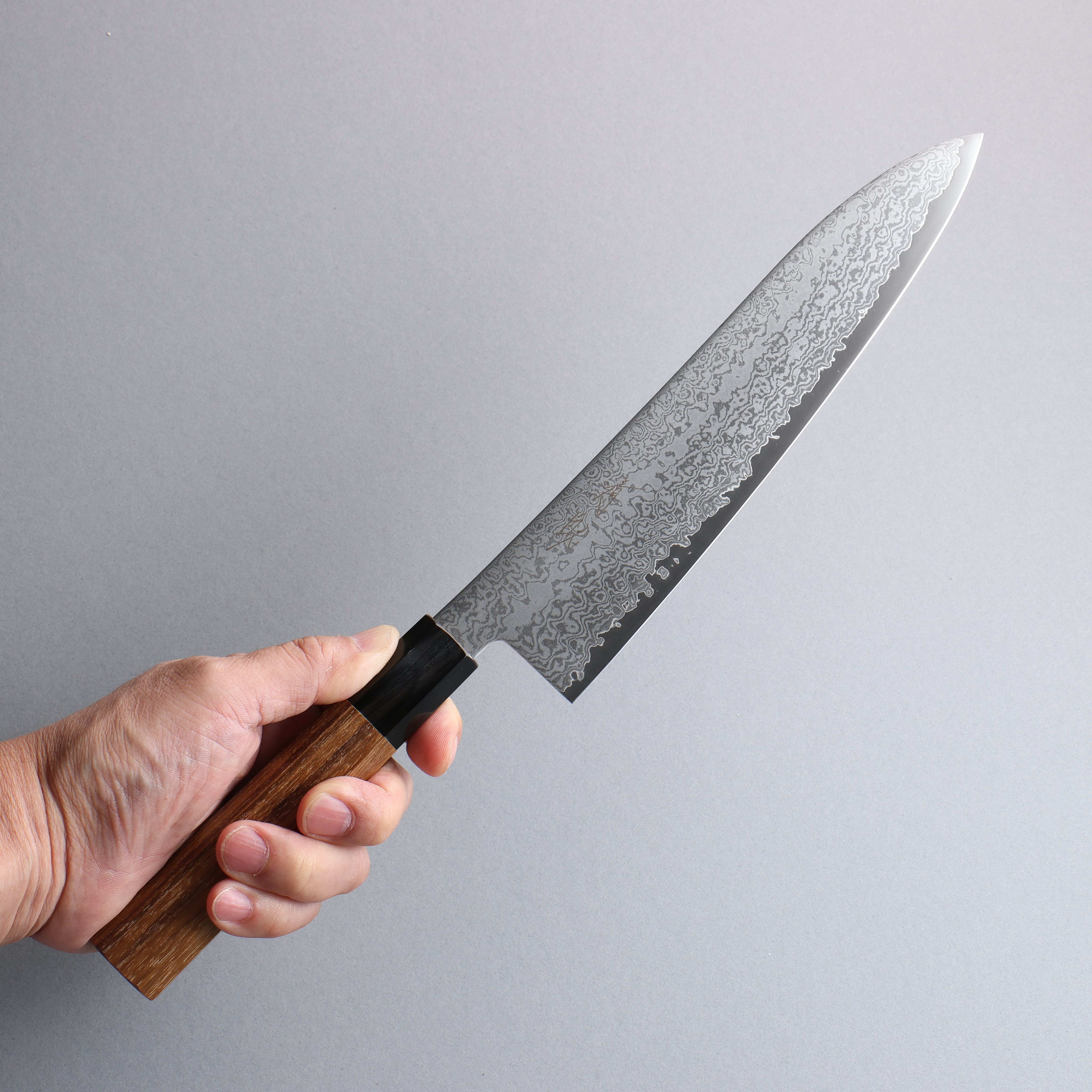 Seisuke VG10 Damascus Gyuto 210mm Teak (ferrule: Black Water Buffalo Horn) Handle - Seisuke Knife