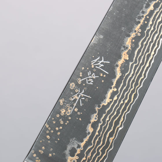 Takeshi Saji VG10w Colored Damascus Black Finished Sujihiki  270mm Ironwood Handle - Seisuke Knife