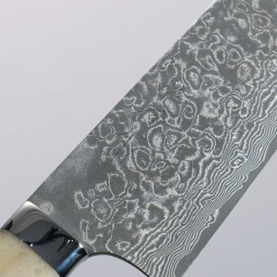 Takeshi Saji SG2 Black Damascus Bunka  180mm White Deer Horn Handle - Seisuke Knife