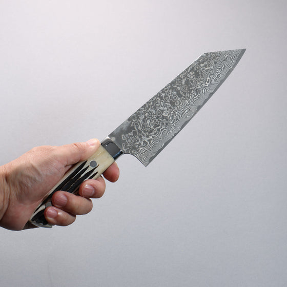 Takeshi Saji SG2 Black Damascus Bunka  180mm White Deer Horn Handle - Seisuke Knife