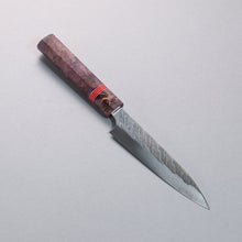  Takeshi Saji SPG STRIX Hammered Migaki Finished Petty-Utility  130mm Purple Stabilized Wood (with Red and White Ring) Handle - Seisuke Knife