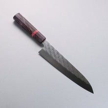  Takeshi Saji SPG STRIX Hammered Migaki Finished Gyuto  210mm Purple Stabilized Wood (with Red and White Ring) Handle - Seisuke Knife