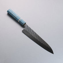  Takeshi Saji SPG STRIX Hammered Migaki Finished Gyuto  210mm Blue Stabilized Wood (with White and Black Ring) Handle - Seisuke Knife