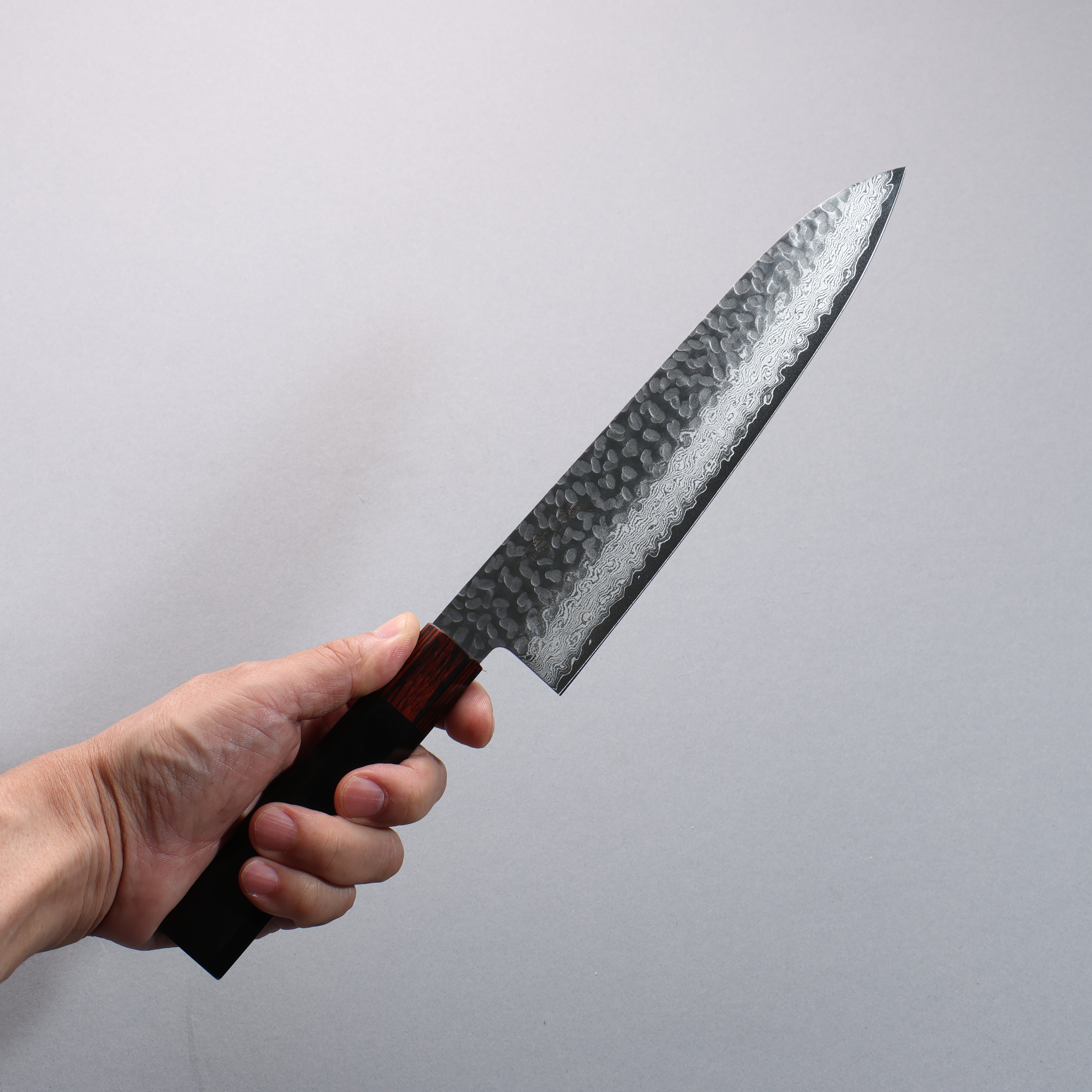 Seisuke VG10 33 Layer Hammered Damascus Gyuto  210mm Black Pakka wood Handle - Seisuke Knife