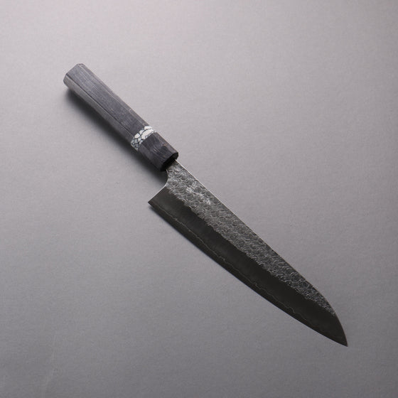 Yoshimi Kato Minamo SG2 Hammered Gyuto  210mm Gray Stabilized Wood (White turquoise Ring) Handle - Seisuke Knife