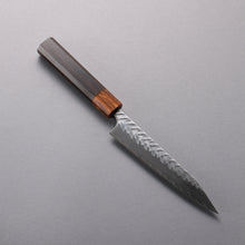  Yoshimi Kato SPG STRIX Hammered (V) Kiritsuke Petty-Utility  150mm Ebony (ferrule: Orange Resin) Handle - Seisuke Knife