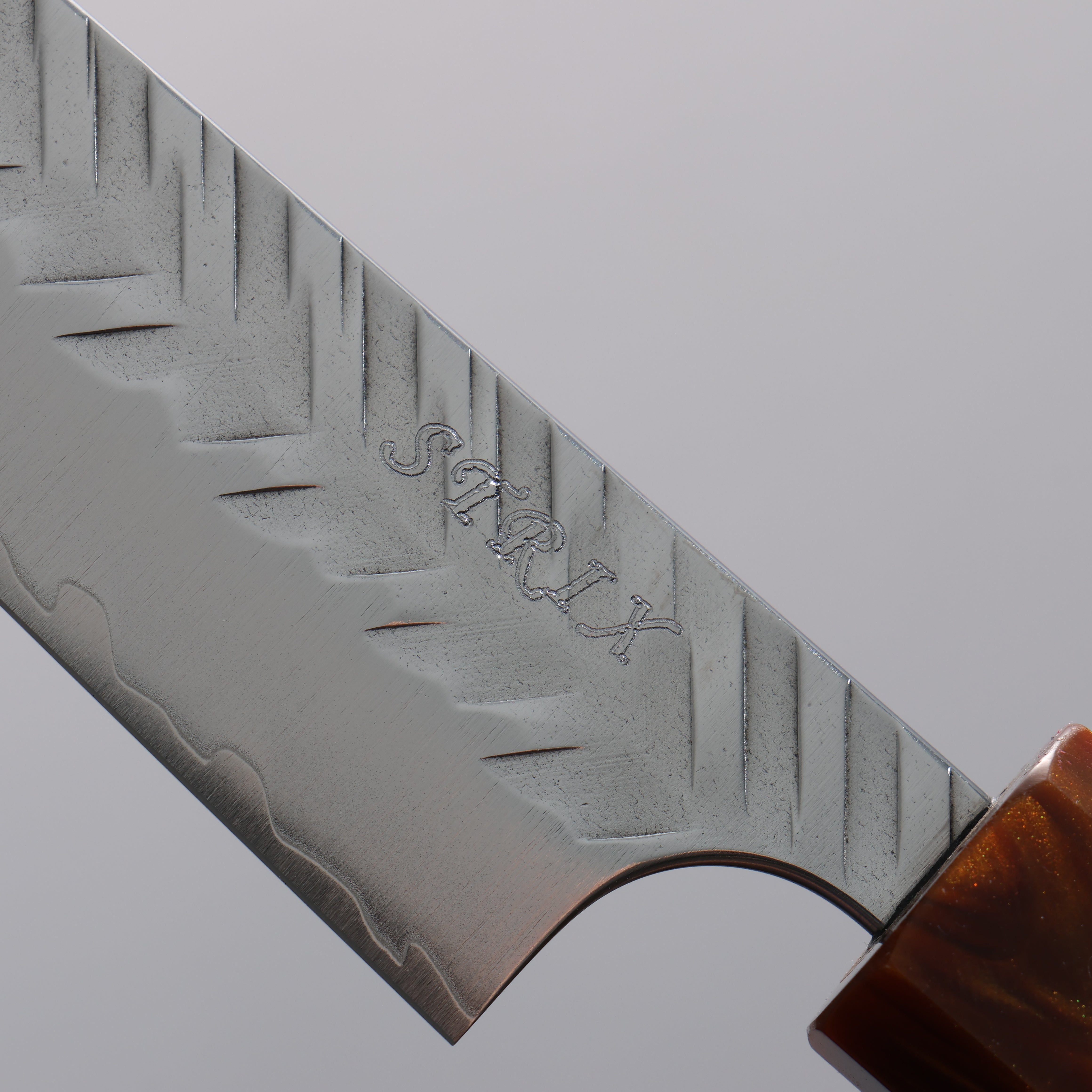 Yoshimi Kato SPG STRIX Hammered (V) Kiritsuke Petty-Utility  150mm Ebony (ferrule: Orange Resin) Handle - Seisuke Knife