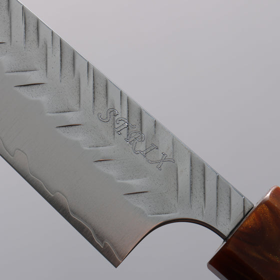 Yoshimi Kato SPG STRIX Hammered (V) Kiritsuke Petty-Utility  150mm Ebony (ferrule: Orange Resin) Handle - Seisuke Knife