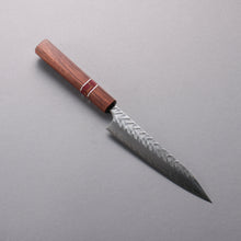  Yoshimi Kato SPG STRIX Hammered (V) Kiritsuke Petty-Utility  150mm Rosewood (Red Turquoise Ring) Handle - Seisuke Knife