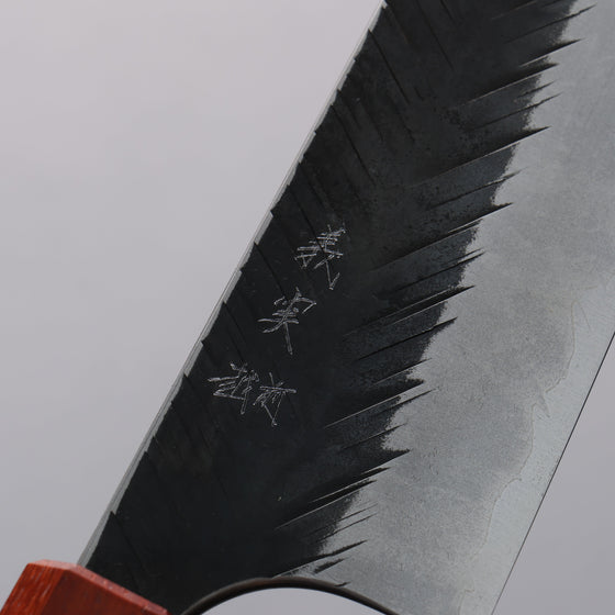Yoshimi Kato Blue Super Hammered (V) Black Finished Bunka  170mm Rosewood (Turquoise Ring) Handle - Seisuke Knife