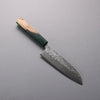 Yoshimi Kato SG2 Damascus Migaki Finished Santoku  170mm Olive Tree and Green Resin Handle - Seisuke Knife - Slide 1