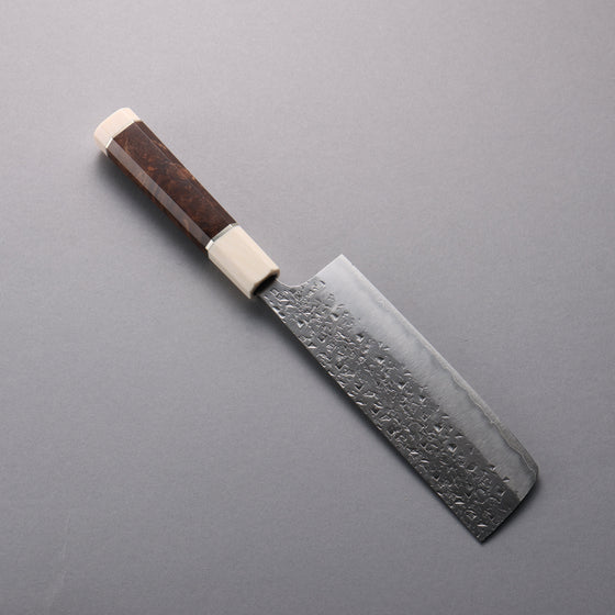 Yu Kurosaki Shizuku SG2 Hammered Nakiri  165mm Stabilized wood (Birch Burl) Handle - Seisuke Knife