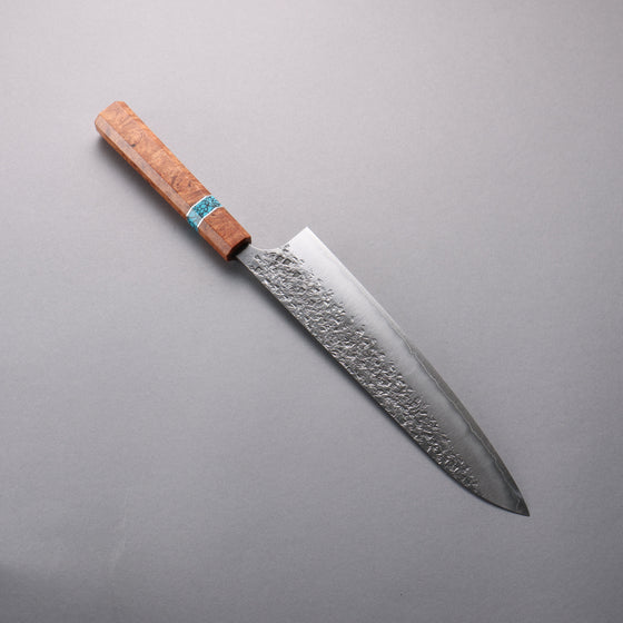 Yu Kurosaki Shizuku SG2 Hammered Gyuto  240mm Chinese Quince Burl (Turquoise Ring) Handle - Seisuke Knife