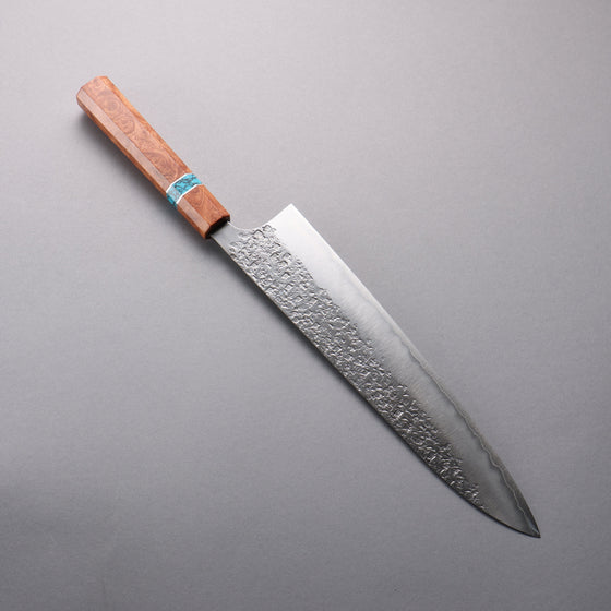Yu Kurosaki Shizuku SG2 Hammered Gyuto  270mm Chinese Quince Burl (Turquoise Ring) Handle - Seisuke Knife