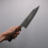 Yoshimi Kato SG2 Black Damascus Kiritsuke Gyuto  210mm Olive Tree and Green Resin Handle - Seisuke Knife - Slide 4