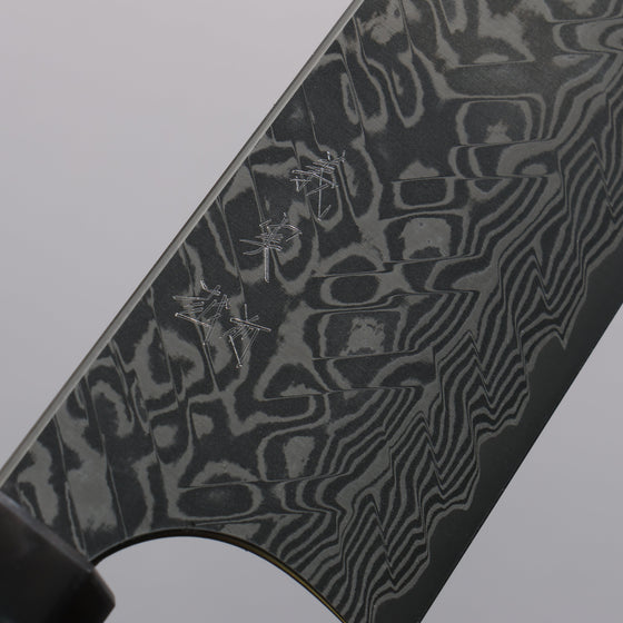 Yoshimi Kato SG2 Black Damascus Kiritsuke Gyuto  210mm Olive Tree and Black/White Marble Resin Handle - Seisuke Knife