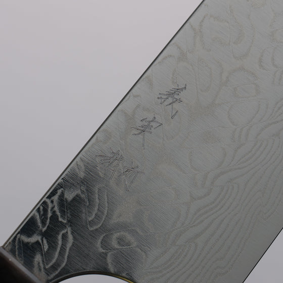 Yoshimi Kato SG2 Damascus Migaki Finished Gyuto  210mm Olive Tree and Black/White Marble Resin Handle - Seisuke Knife