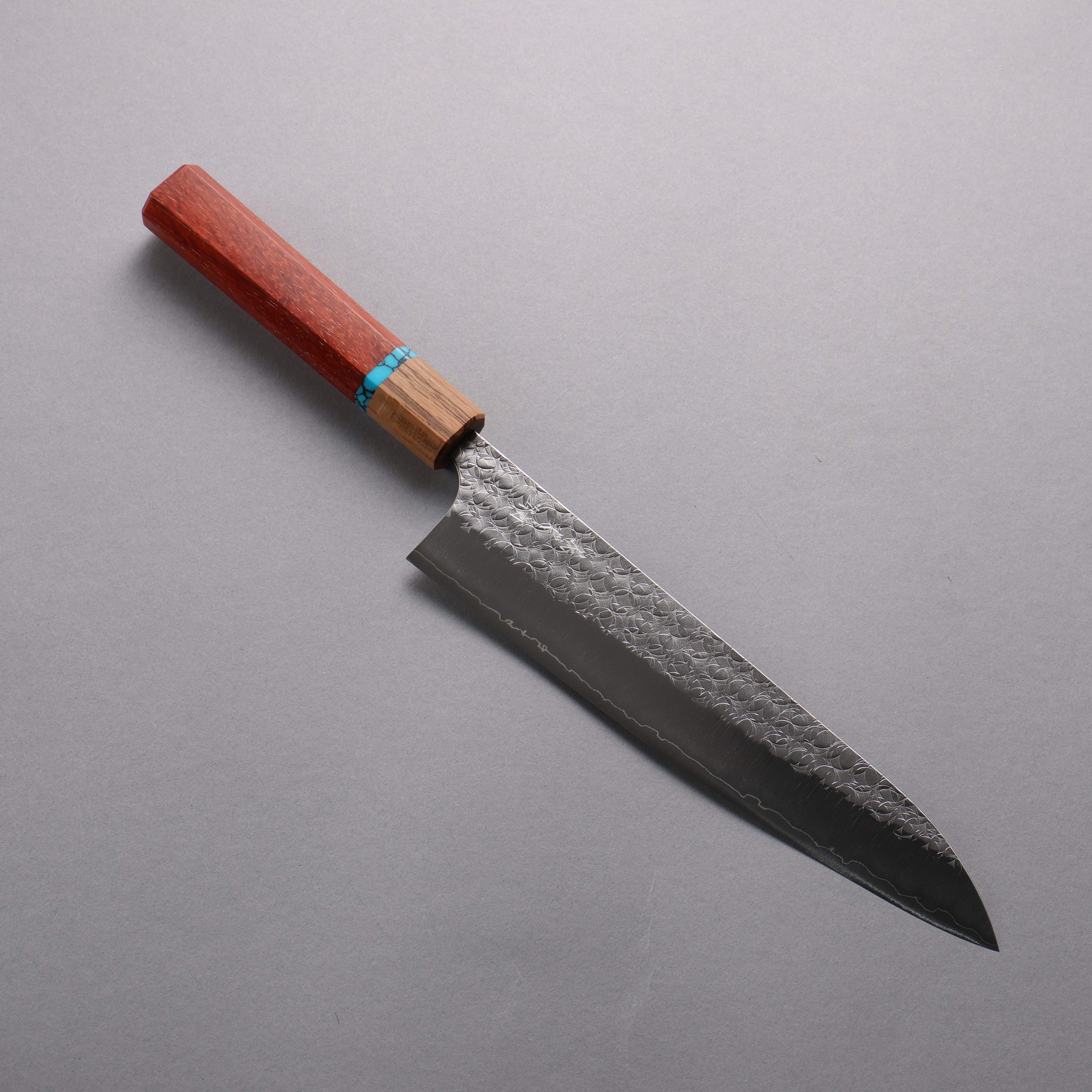 Yoshimi Kato Minamo SG2 Hammered Gyuto 210mm Padoauk(Turquoise Ring) Handle - Seisuke Knife