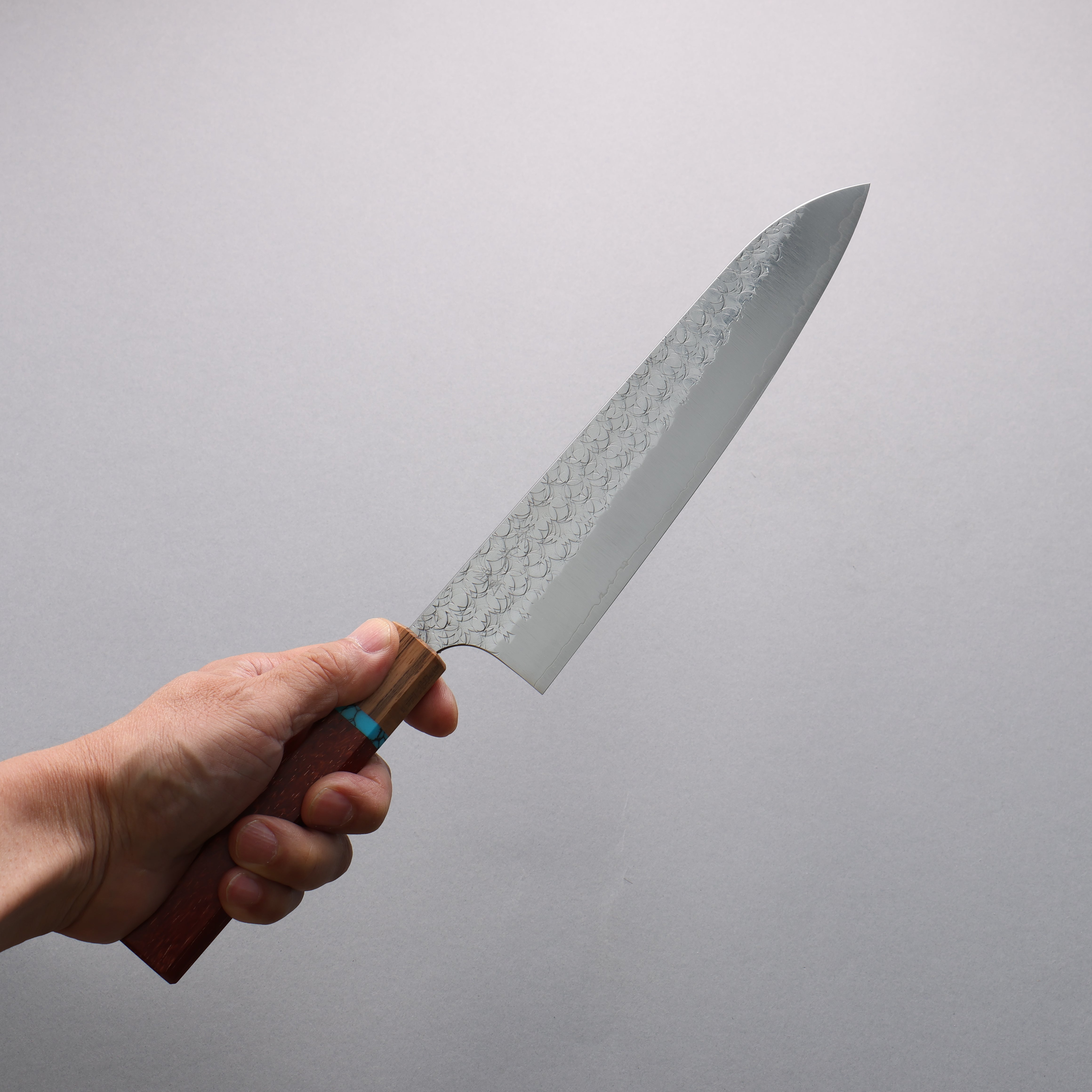 Yoshimi Kato Minamo SG2 Hammered Gyuto 210mm Padoauk(Turquoise Ring) Handle - Seisuke Knife