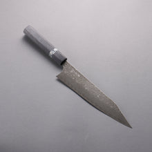  Yoshimi Kato SG2 Black Damascus Kiritsuke Gyuto  210mm Gray Stabilized Wood (White turquoise Ring) Handle - Seisuke Knife